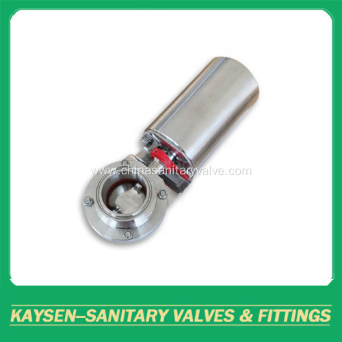 Hygienic clamped pneumatic butterfly valve DIN SS304